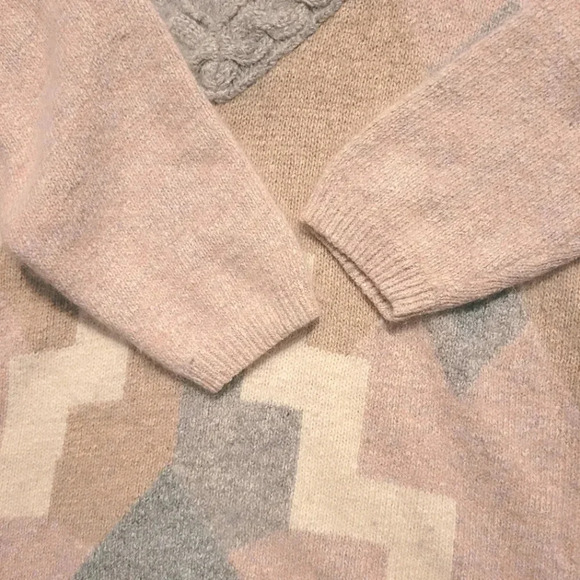 M.J. CARROLL Silk Angora Lambswool pink gray beige cream tunic sweater VINTAGE M - Picture 4 of 13